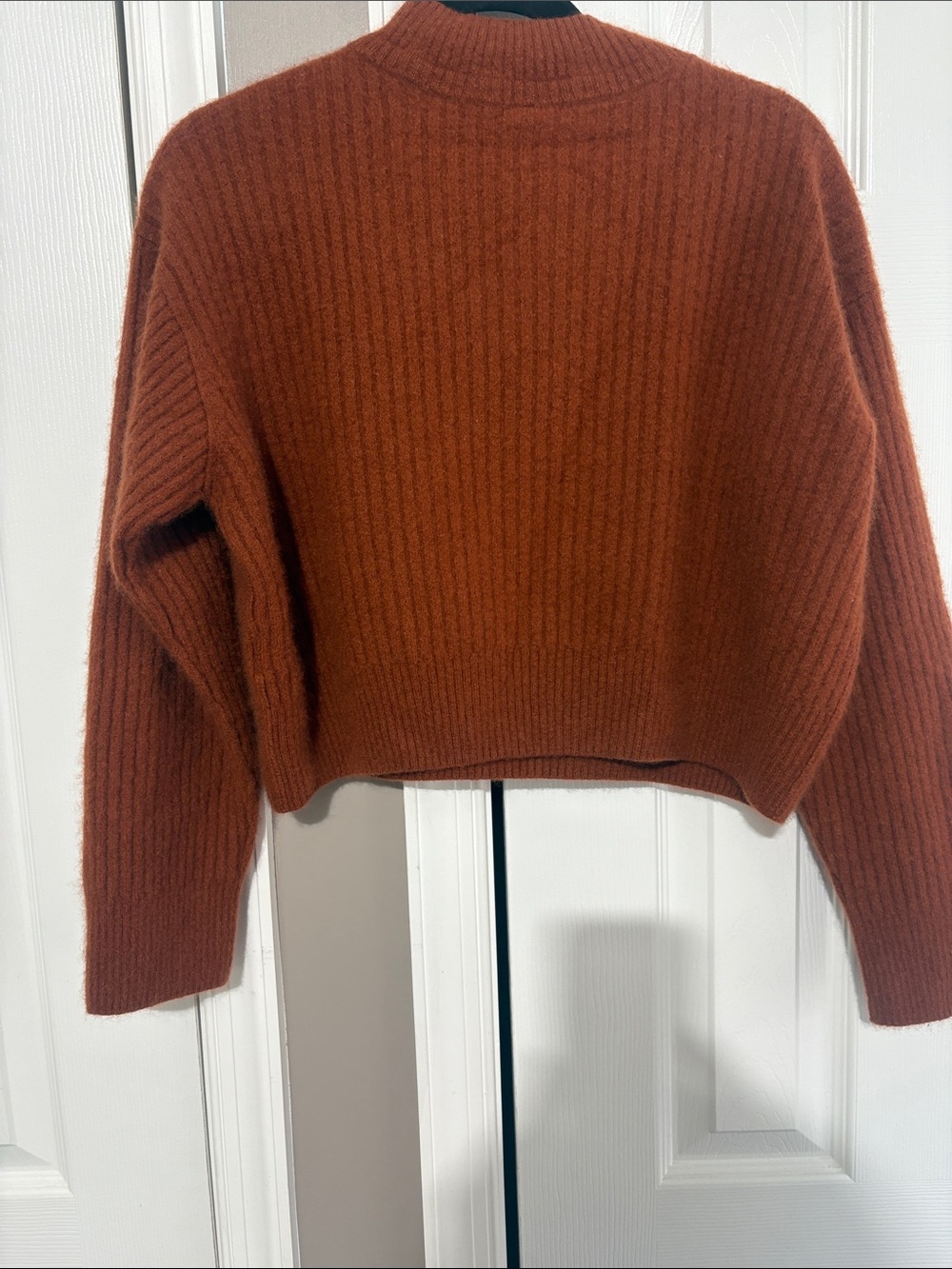 Free People Ribbed Button-Front Crew Sweater - Rust - Picture 4 of 8